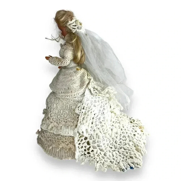 VINTAGE 60s 1966 BARBIE Doll BRIDE CROCHET KNIT Wedding Gown DRESS Mattel Inc - Picture 5 of 14